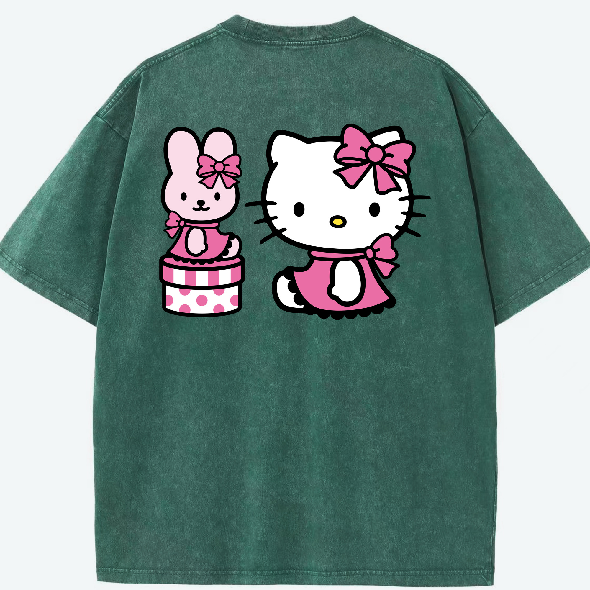 （画像用） Hello Kitty ハローキティ 綿100% ヴィンテージ風 半袖Tシャツ（背面プリント）
